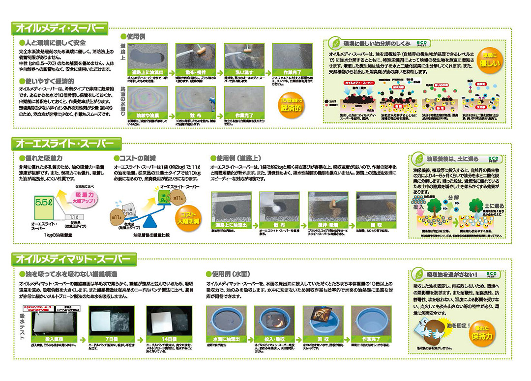 全天候型粒状油吸着材「オーエスライト・スーパー」の製品PDF